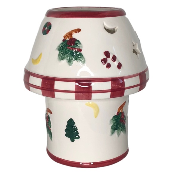 Holiday Ceramic Christmas Candle Lamp Shade Base Holder For Large Jar